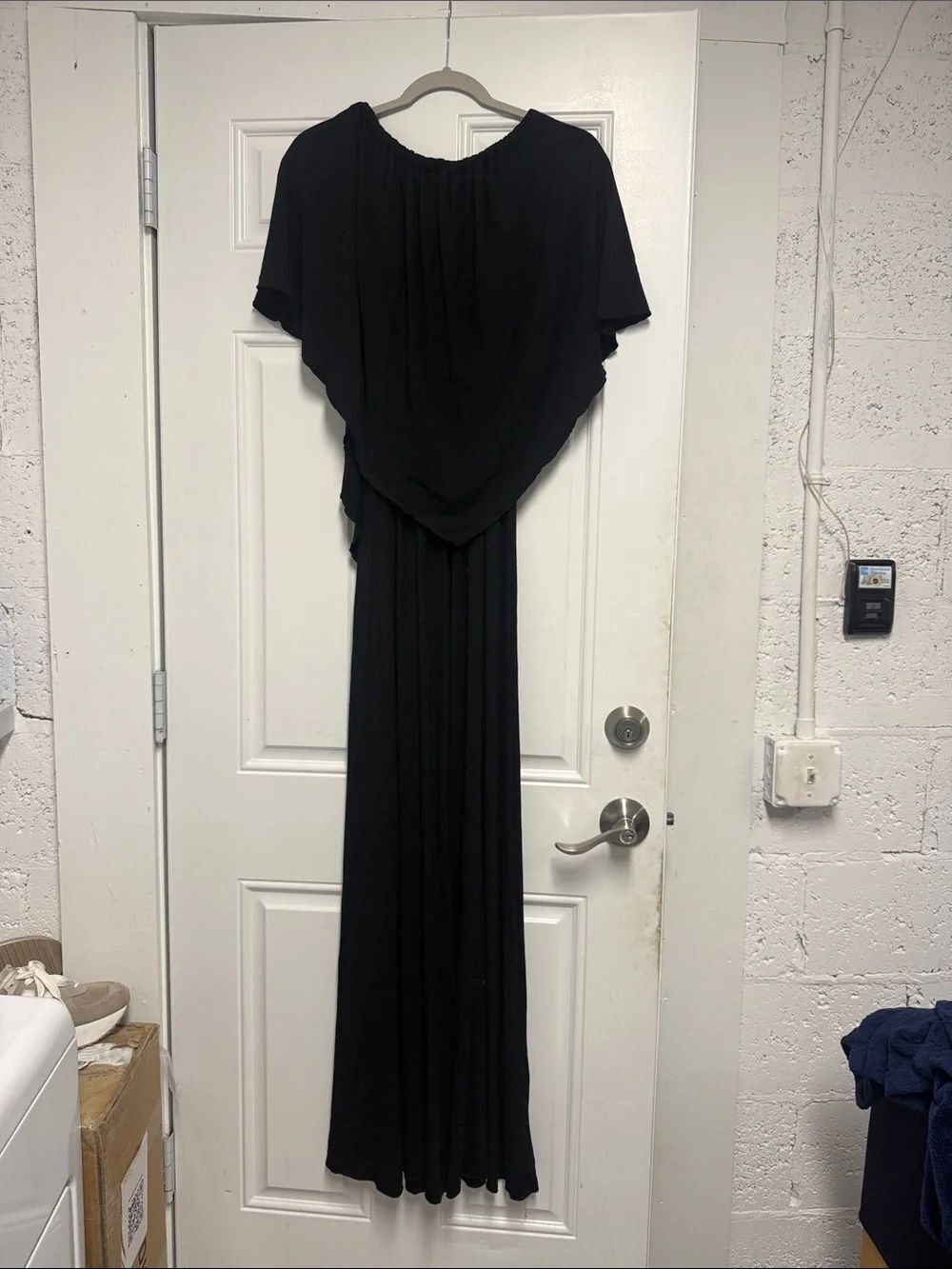 Black Long Women's Draped Maxi Dress Off Shoulders - LONG Dress - ONE Size